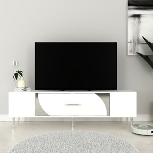 TV Stalak Dekop2 - Bijela i Srebrna