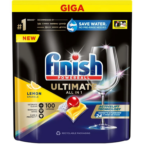 Finish ultimate plus all in one tablete za mašinsko pranje posuđa linun, 100 kom slika 1