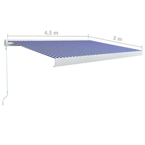 Kazetna tenda na ručno uvlačenje 450 x 300 cm plavo-bijela slika 12
