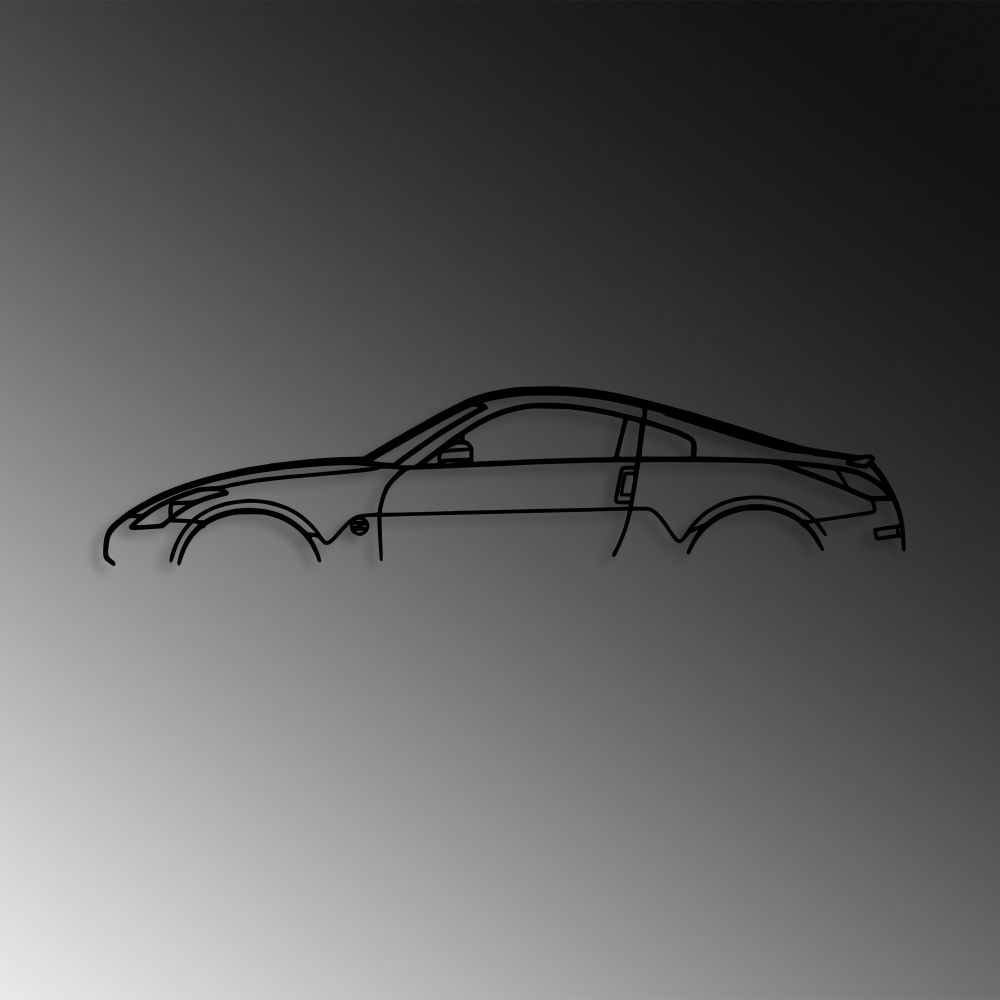 Nissan 350Z Silueta Crni Dekorativni Metalni Zidni Ukras slika 4