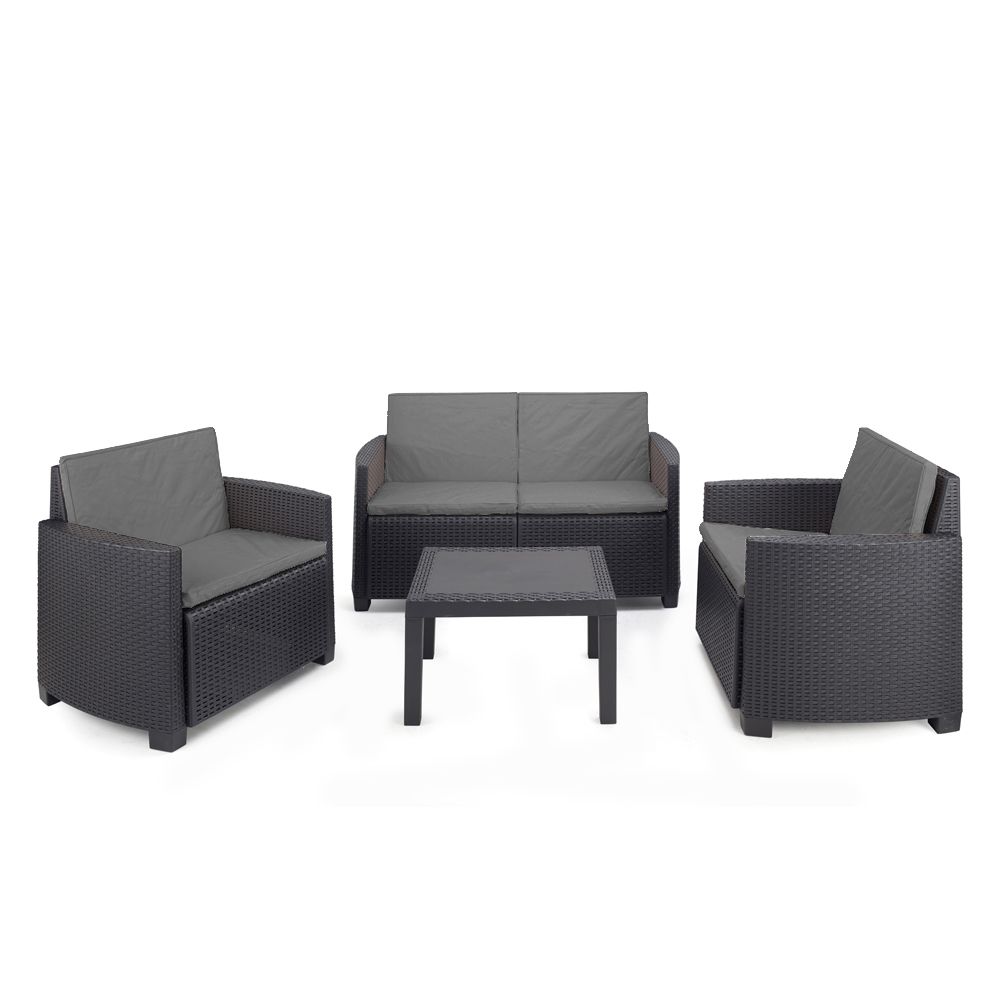 PROGARDEN Vrtni set Arena Rattan antracit sa jastucima slika 1