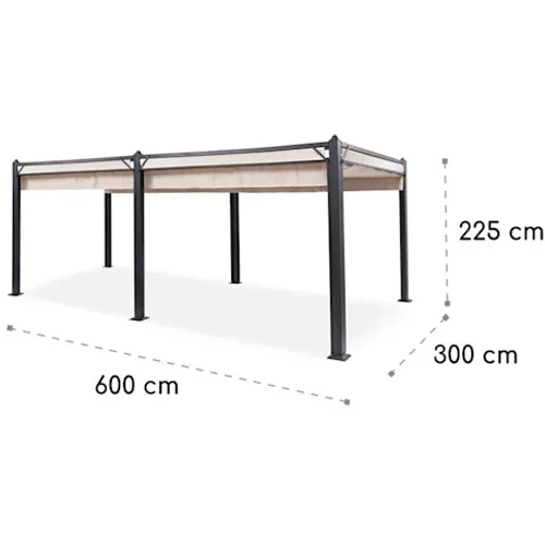 Blumfeldt Pantheon Cortina, sjenica s nadstrešnicom, 3 x 6 m, 4 bočna dijela, bež slika 2