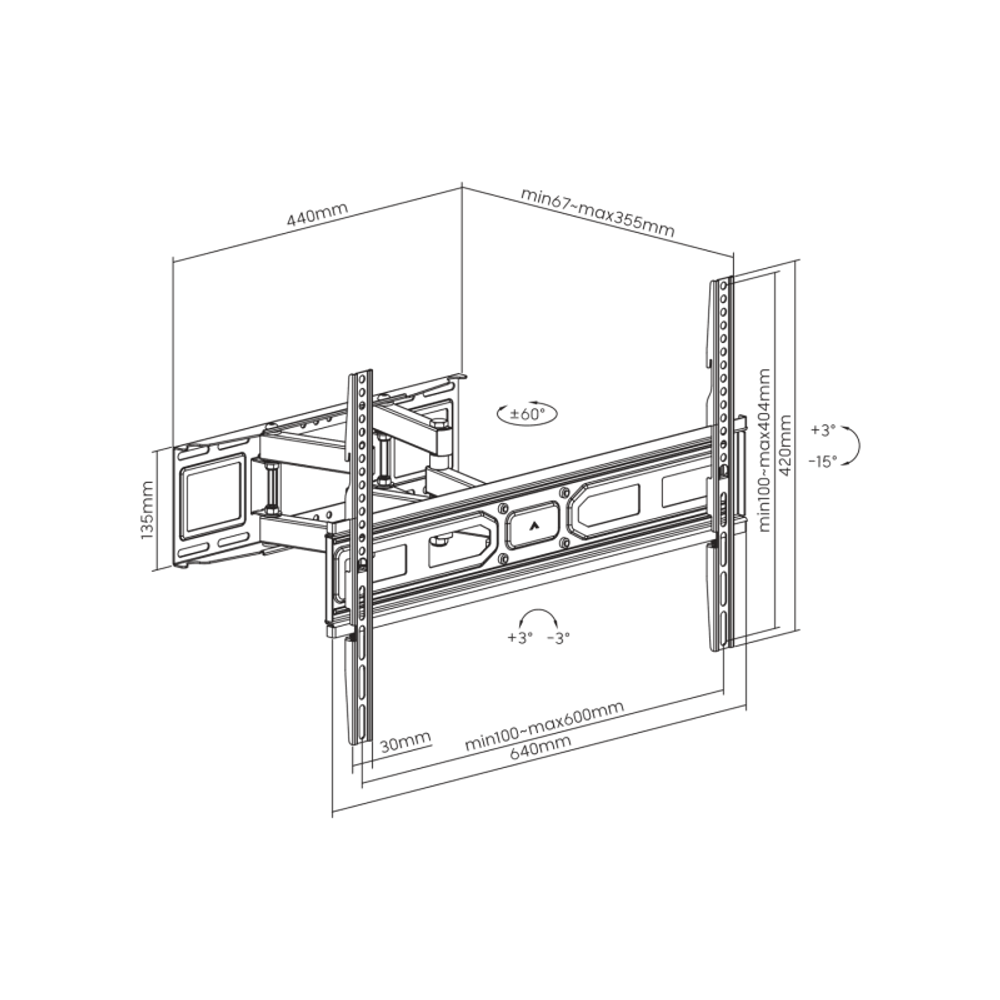 SBOX Zidni stalak PLB-3646-2 (37-80"/40kg/600x400) slika 5