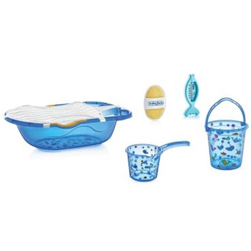 BABYJEM SET ZA KUPANJE 6 DELOVA BLUE (kadica, podloga,termometar, sundjer, bokal, kofica) slika 1