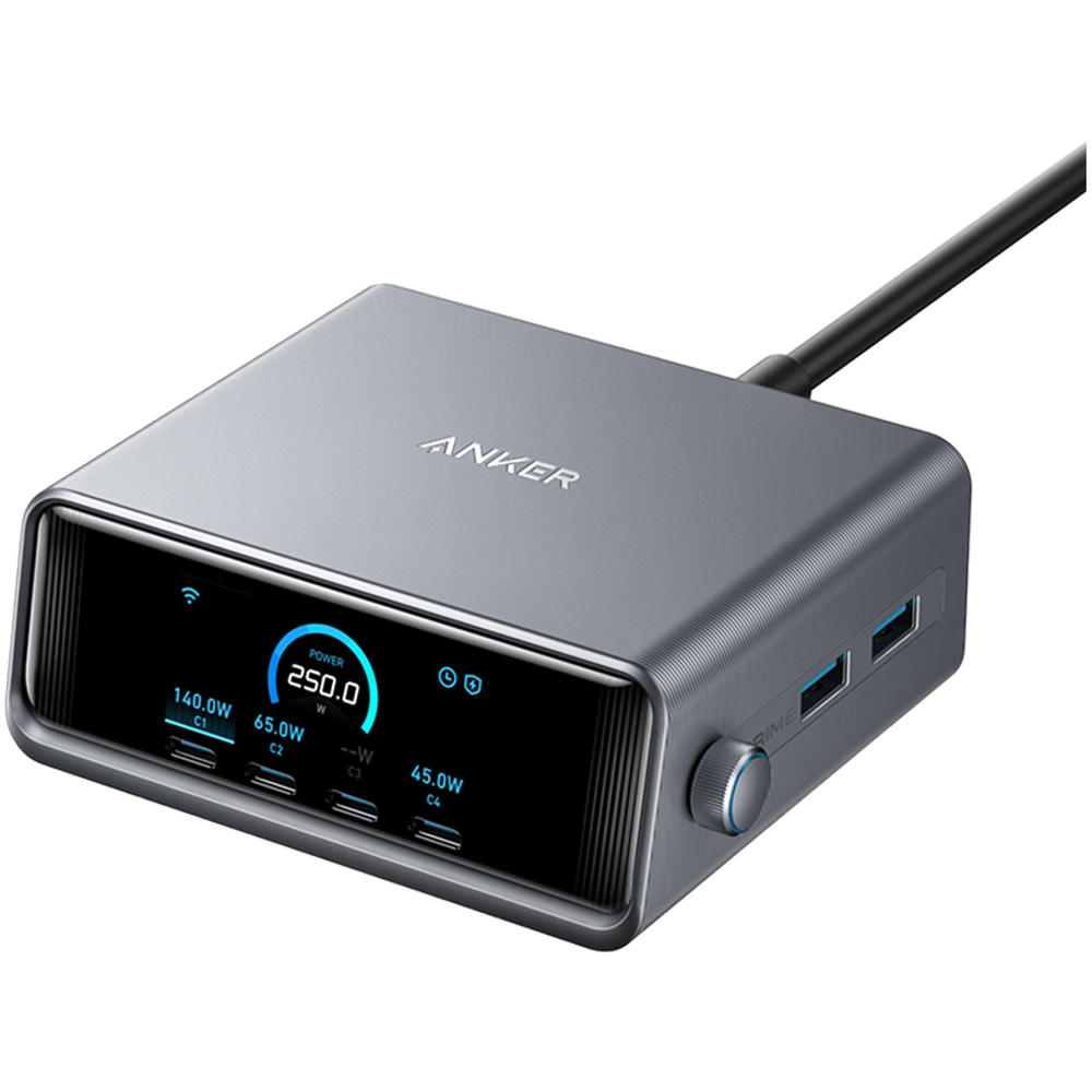 Anker Prime Charger (250W, 6 Ports, GaNPrime), Silver slika 1