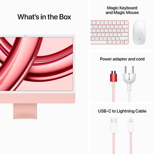 Apple iMac 24 M3 (MQRT3ZE/A) pink all-in-one 23.5" 4.5K Apple Octa Core M3 8GB 256GB SSD macOS slika 4