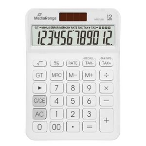KALKULATOR 12-digit LCD with tax function, solar and battery powered, white , MROS191