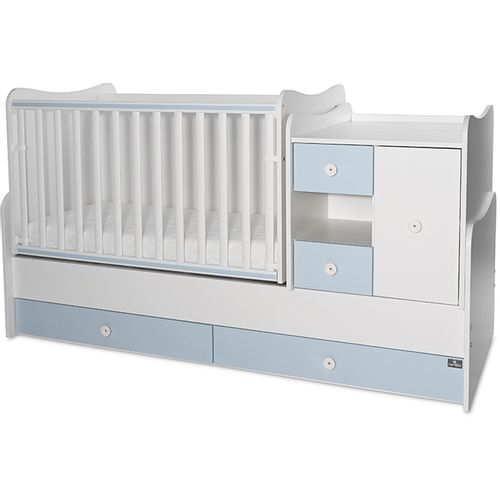 LORELLI MiniMAX Modularni krevetić 4in1 s Mehanizmom Ljuljanja White/Baby Blue 190x72 cm  slika 1