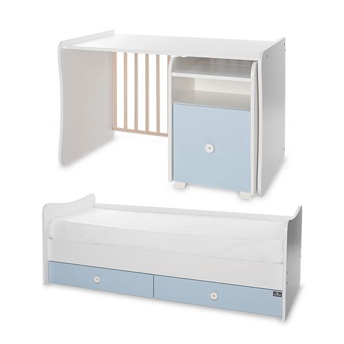 LORELLI TREND PLUS Modularni krevetić 4in1 s Mehanizmom Ljuljanja White/Baby Blue slika 7