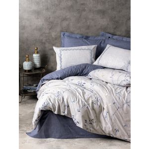 L'essential Maison Nitsa - Tamnoplavo-beli Ranforce Set Pokrivača za Bračni Krevet