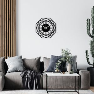 Enzoclock - S012 Crni Dekorativni Metalni Zidni Sat