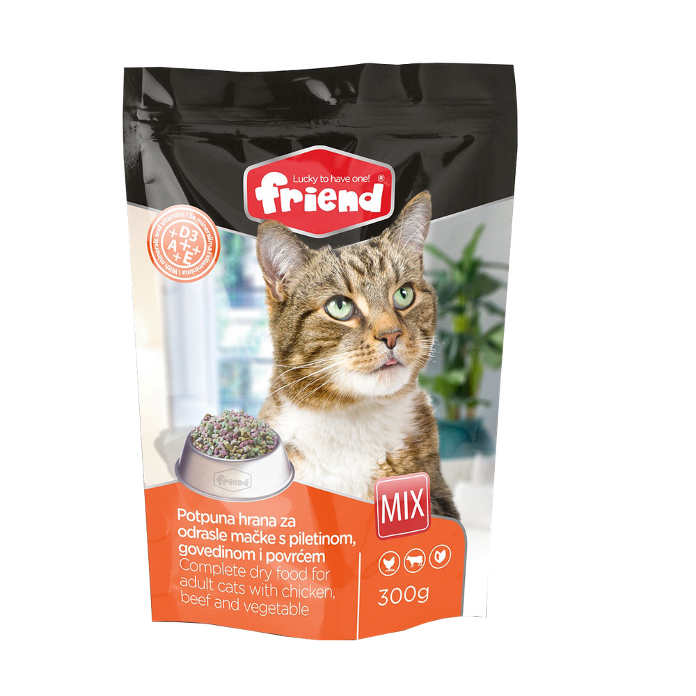 Friend Mix suha hrana za mačke Govedina Piletina Povrće 300g slika 1
