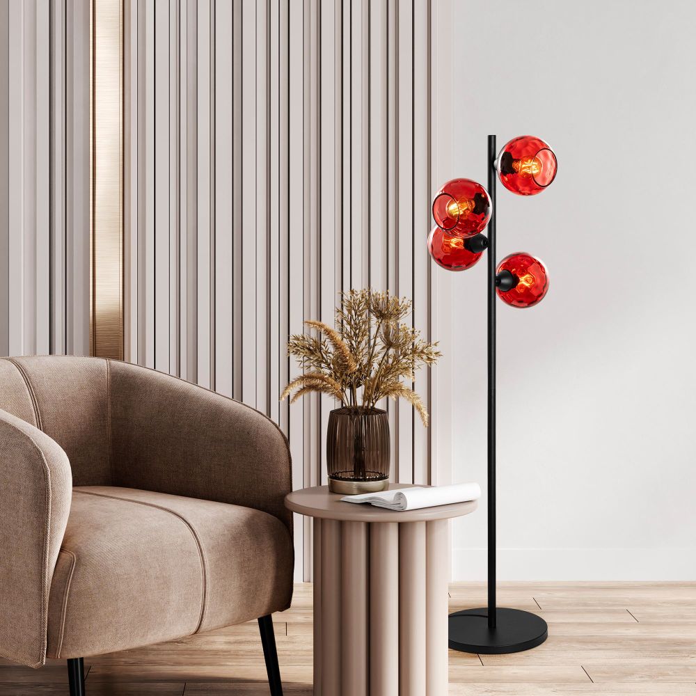 Podna Lampa Benek 15-14531 - Boje: Crvena, Crna slika 1