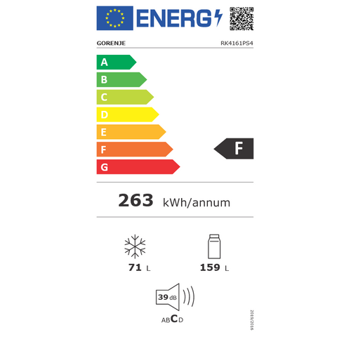 Gorenje RK4161PS4 Kombinovani Frižider, Samootapajući, Širina 55 cm, Visina 161.3 cm, Bela slika 5