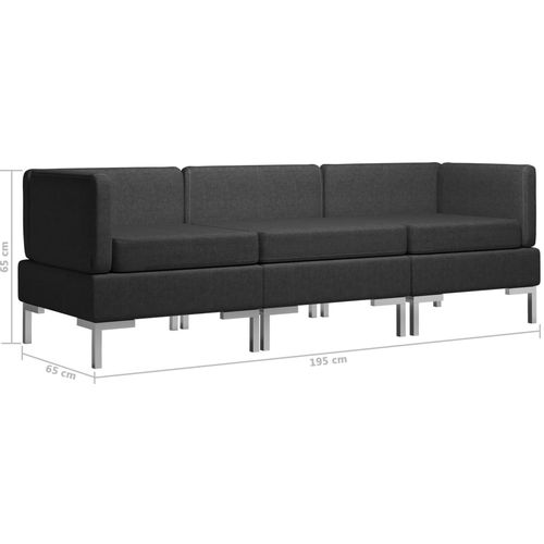 3-dijelni set sofa od tkanine crni slika 13