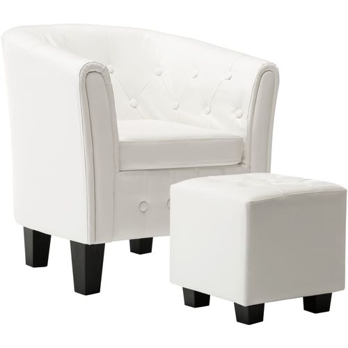 Fotelja od umjetne kože s osloncem za noge bijela slika 31