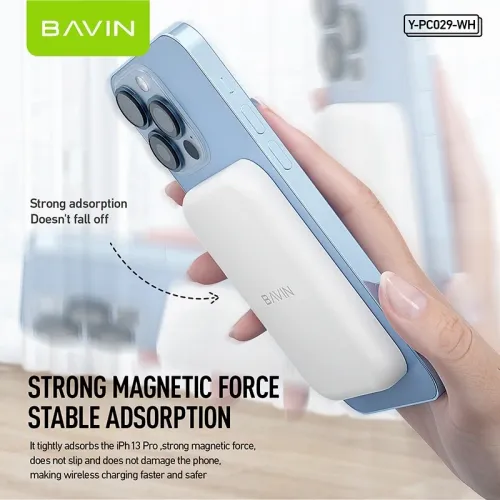 Bavin Magsafe Magnetic Power bank 5000mAh + kabl Lightning bela slika 1