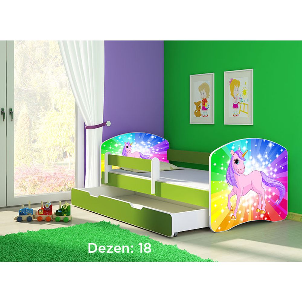 ACMA Dječiji krevet Acma II sa ladicom Green - 140x70cm - Dezen 18 slika 2