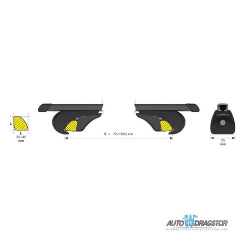 KROVNI NOSAČI "RAIL-TOP"ČEL ŠIPKE SET 108CM MAX. RASTOJANJE IZMEDJU ŠINA NA KROVU 100.5CM,NOSIVOST 1 slika 5