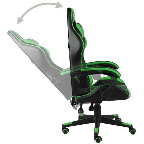 Igraća stolica od umjetne kože crno-zelena slika 10