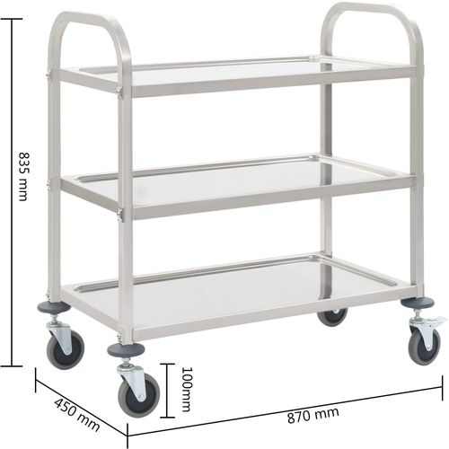 Kuhinjska kolica s 3 razine od nehrđajućeg čelika 95x45x83,5 cm slika 10