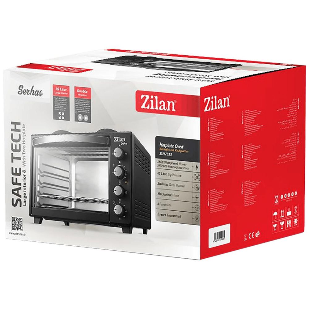 Zilan Mini pećnica, 2 grijače ploče, 45 l, 3200 W, crna - ZLN2935 slika 4