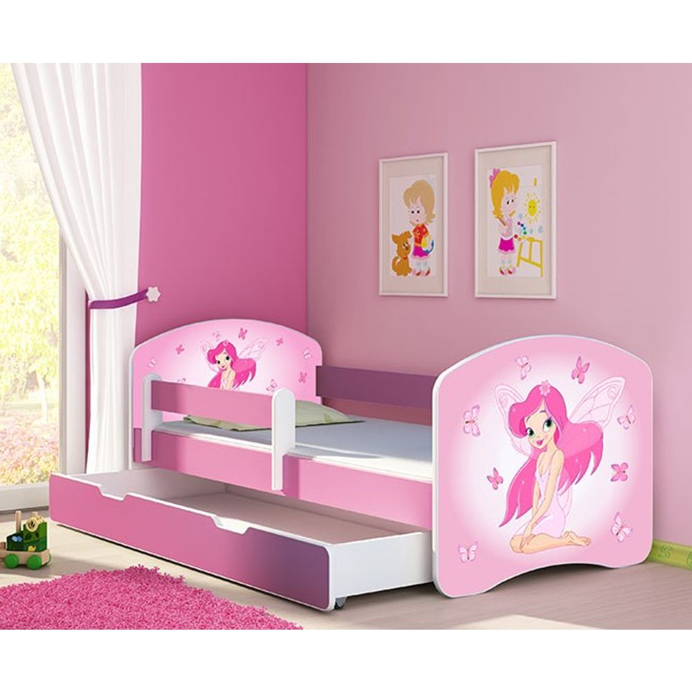 ACMA Dječiji krevet Acma II sa ladicom Pink - 140x70cm - Dezen 07 slika 1