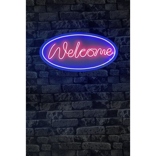 Wallity Ukrasna plastična LED rasvjeta, Welcome - Blue, Pink slika 9