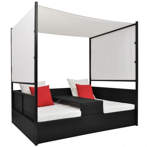 Vrtni krevet s baldahinom crni 190 x 130 cm poliratan slika 9