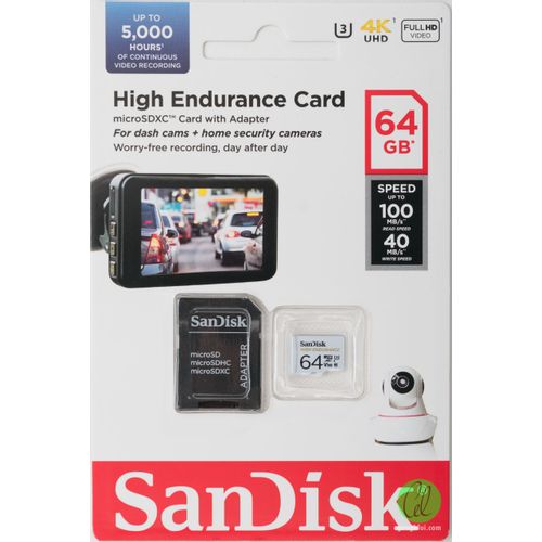 SanDisk High Endurance video microSDHC kartica 64GB + SD adapter za Full HD / 4K video, do 100/40 MB/s C10, U3, V30 slika 3