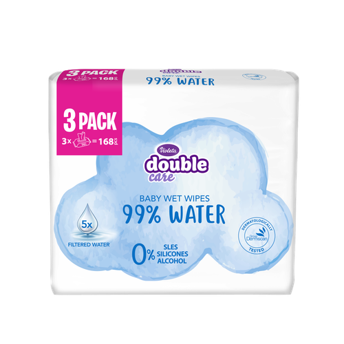 Violeta Water Care Baby vlažne maramice 99% voda 3*56 slika 1