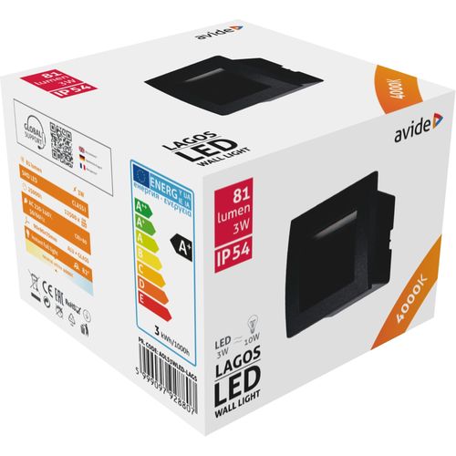 Avide svjetiljka za stepenice-ugradbena LED 3W NW IP54 9cm Lagos slika 1