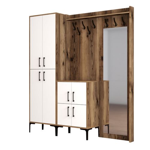 Woody Fashion Ormar za predsoblje, Berlin ABC - Walnut, White slika 5