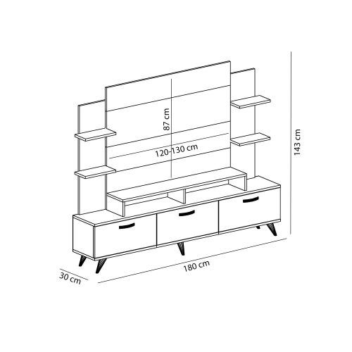 Woody Fashion TV jedinica, Diana - White, Walnut slika 3