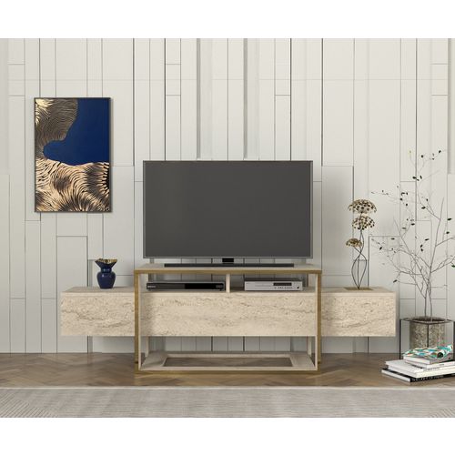 Woody Fashion TV stalak BIANCO, boja Travertine slika 1