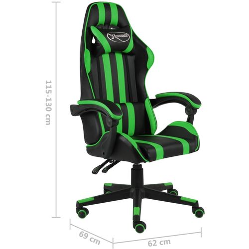 Igraća stolica od umjetne kože crno-zelena slika 20