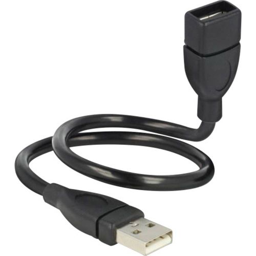 Delock USB 2.0  [1x muški konektor USB 2.0 tipa a - 1x ženski konektor USB 2.0 tipa a] 0.35 m crna fleksibilni kabel s dugim vratom Delock USB kabel USB 2.0 USB-A utikač, USB-A utičnica 0.35 m crna fleksibilni kabel s dugim vratom 83498 slika 3