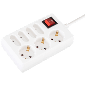 home Produžni kabl, 3 + 4 utičnice, 1.0mm², 1.5 met, bijeli - NV 17/WH