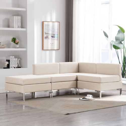 4-dijelni set sofa od tkanine krem slika 17