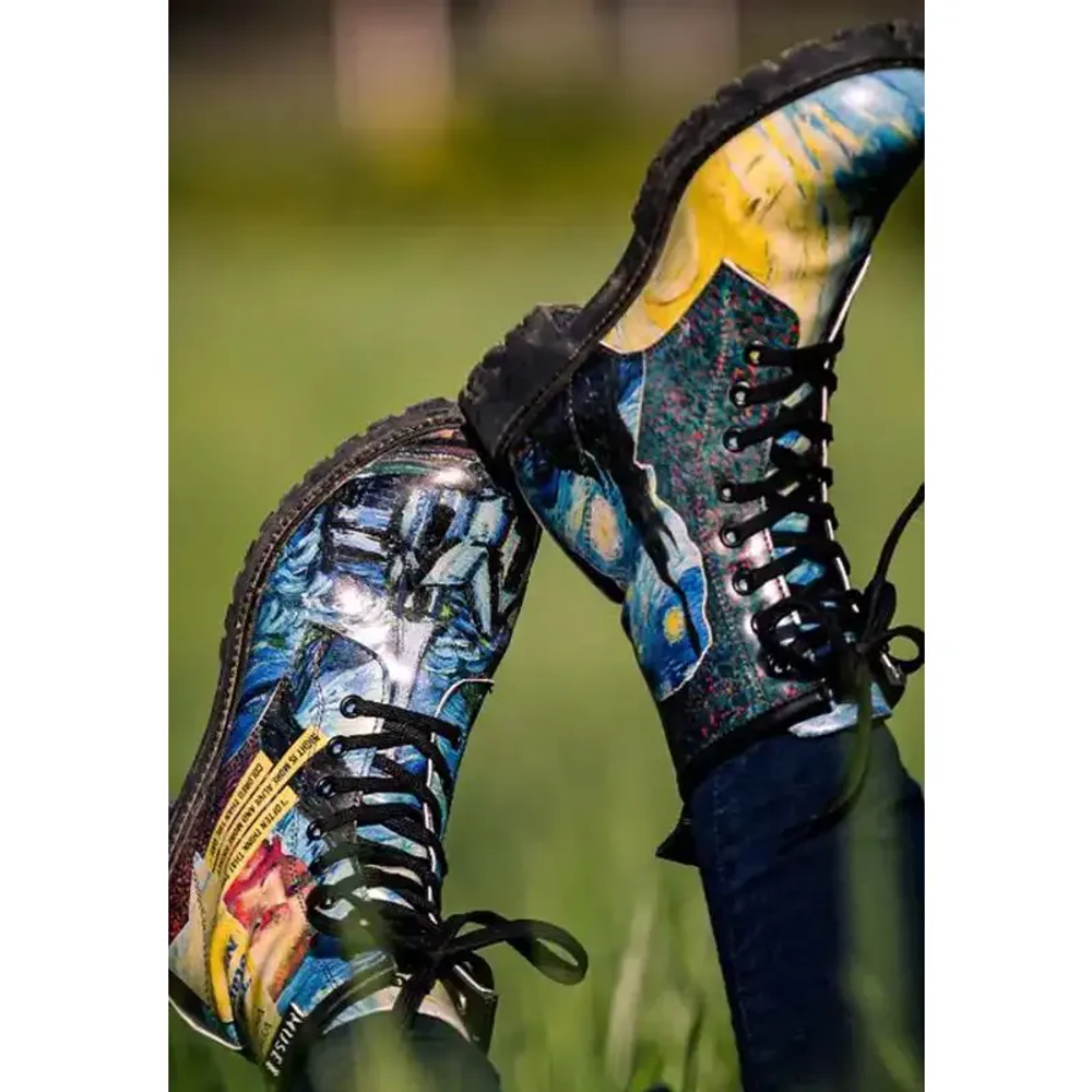 DOGO Duboke čizme Long Boots Vincent Van Gogh The Starry Night Collage slika 7