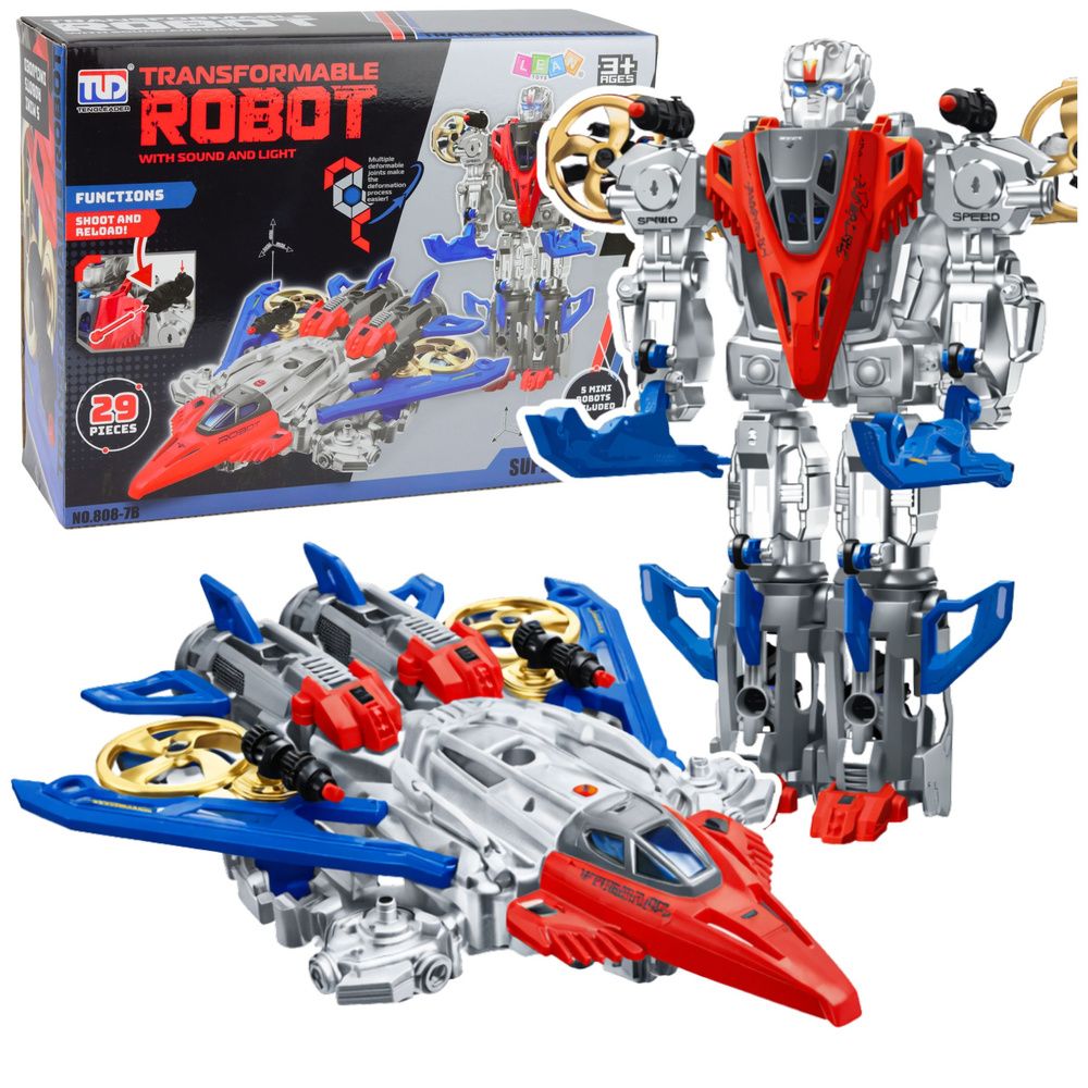 Robot Fighter Combat 2 u 1 Svjetla Zvuci Crveno-plavo 29 komada. slika 1
