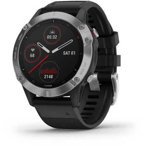 GARMIN pametni sat GARMIN Fenix 6, 47mm, Silver crni/crni remen slika 1