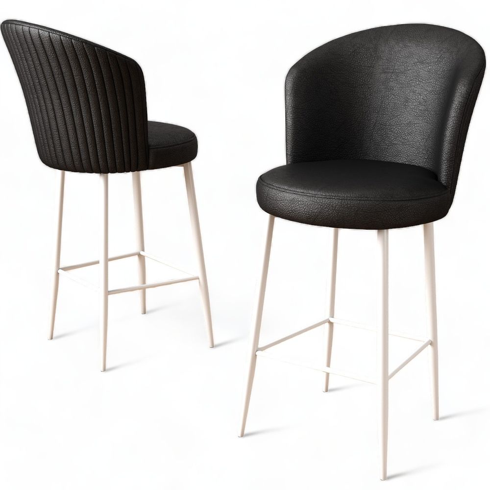 Uras - Crni i Bijeli Bar Stolac Set (6 Komada) slika 3