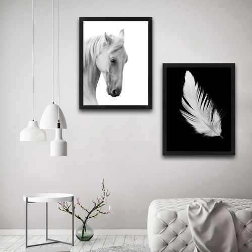 Wallity Uokvirena slika (2 komada), White Feather Horse Set slika 1