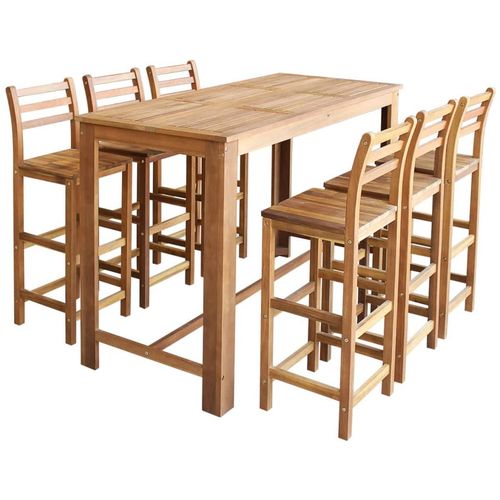 Barski stol i stolice set 7 komada od masivnog drva akacije slika 7