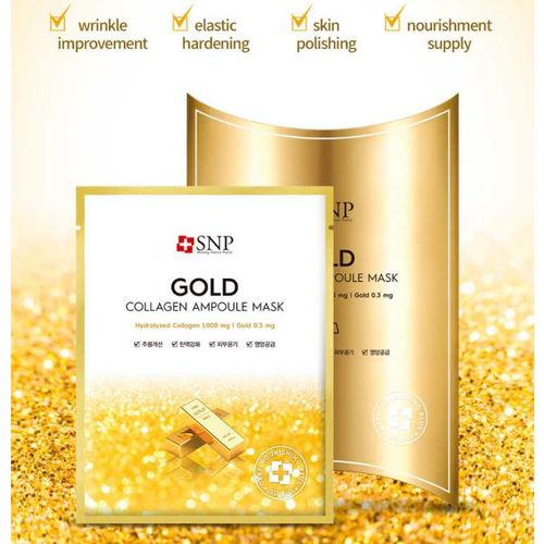 SNP Gold Collagen Ampoule Mask 25ml za lice protiv bora sa 24-karatnim zlatom i kolagenom slika 3