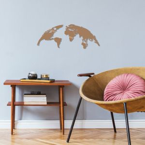 Wallity Metalna zidna dekoracija, World Map Medium - Copper