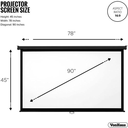 VonHaus projektor platno 90" slika 3