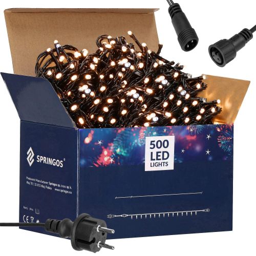 Springos set božićnih lampica Flash, 500 LED, 28,5 m, toplo bijela + flash hladno bijela slika 10