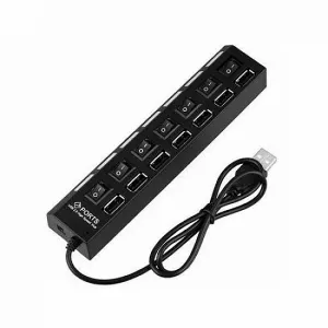 USB Hub 7 port Kettz KT-071B 2.0 Tip A Crni sa prekidačem i napajanjem